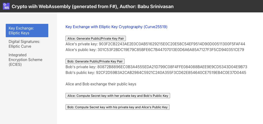 Screenshot of Crypto with F# and WebAssembly