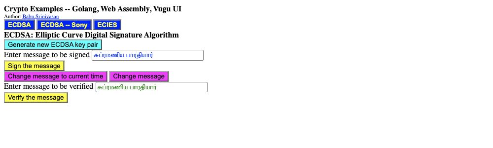 Screenshot of Crypto with Go and WebAssembly